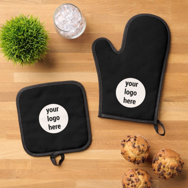 Promotional Business Company Logo Customer Gifts   Oven Mitt & Pot Holder Set (Top Down)