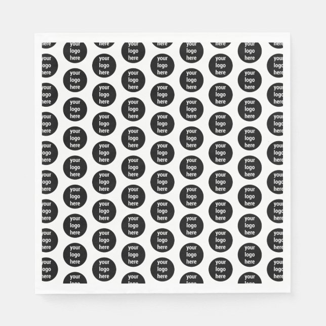 Promotional Business Logo Black White Pattern  Napkin (Front)