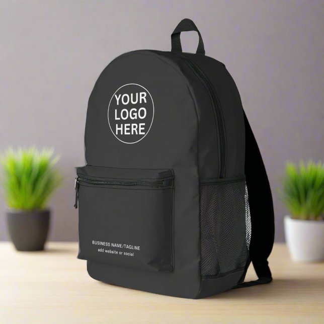 Promotional Business Logo l Branding Text Grey Printed Backpack (Creator Uploaded)