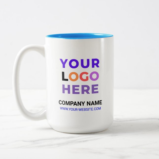 Promotional Business Logo | Personalised Company Two-Tone Coffee Mug (Left)