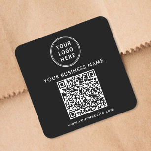 Promotional Business Logo QR Code Black Square Sticker