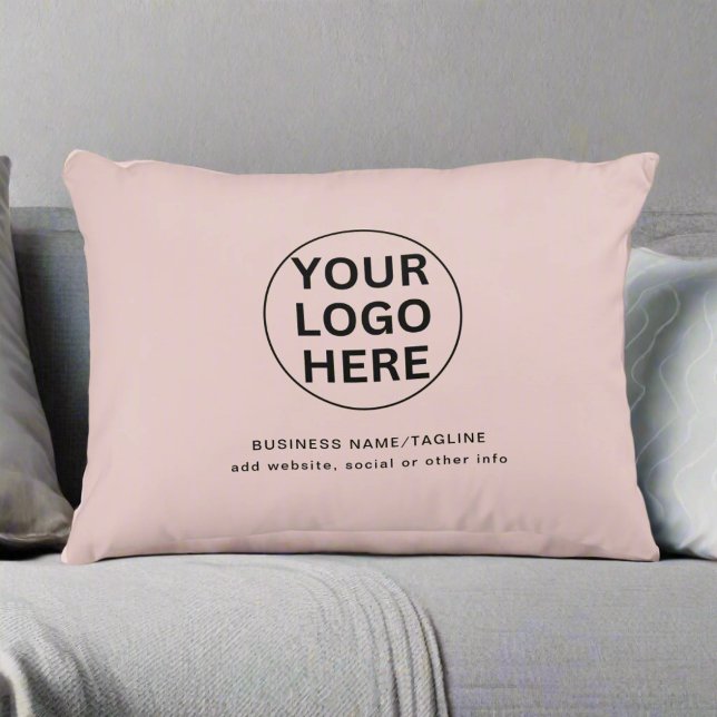 Promotional Business Logo & Text Clean Blush Pink Decorative Cushion (Creator Uploaded)