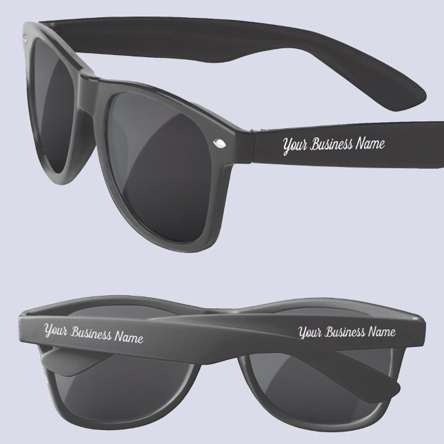 Promotional Business Name Sunglasses (Your business name custom modern script text promotional sunglasses)