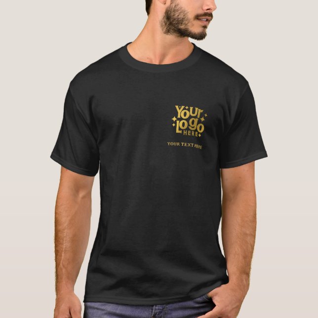 Promotional Business Your Logo & Text Gold Retro T-Shirt (Front)