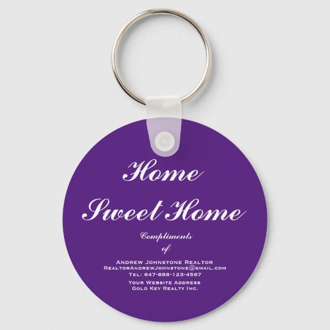Promotional Client Gift Real Estate Agent Custom Key Ring (Front)