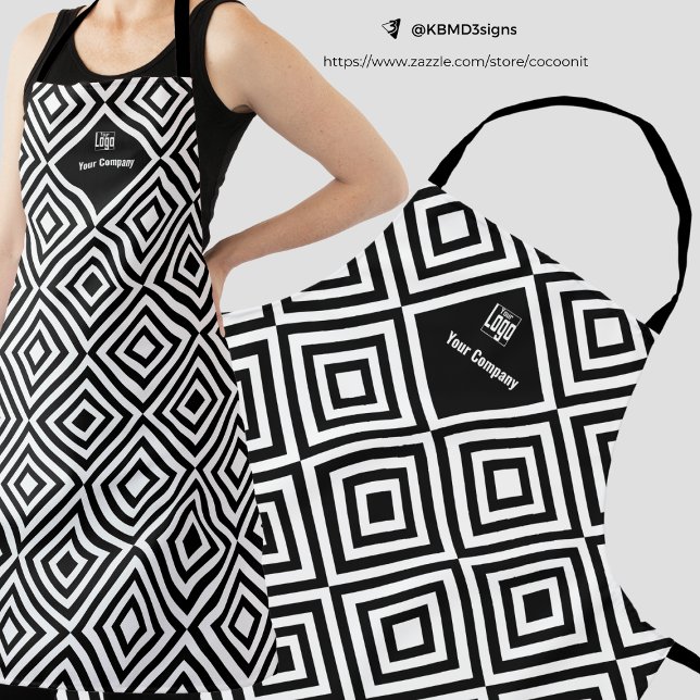 Promotional Company Logo Name Black & White Apron (Creator Uploaded)