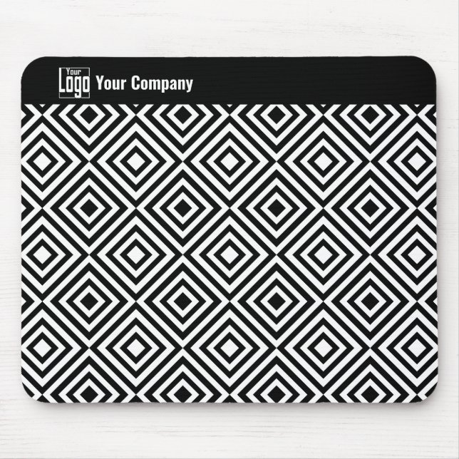 Promotional Company Logo Name Black & White  Mouse Pad (Front)