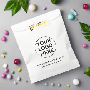 Promotional Company Logo & Text White Branded Favour Bag