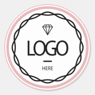 Promotional Custom Logo Rose Blush Frame Minimal Classic Round Sticker