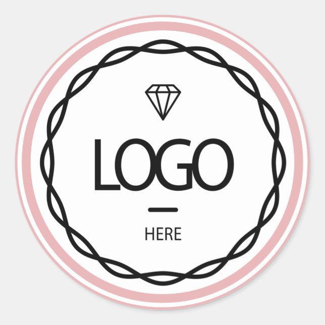 Promotional Custom Logo Rose Blush Frame Minimal Classic Round Sticker (Front)