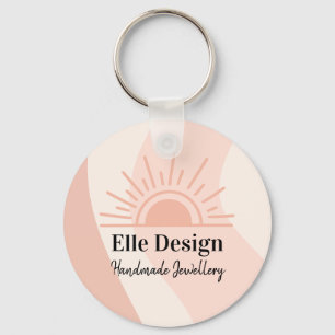 Promotional Feminine Blush Pink Custom Boho Logo Key Ring