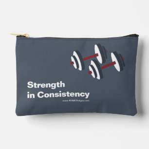 Promotional Gym Motto Strength in Consistency Grey Accessory Pouch