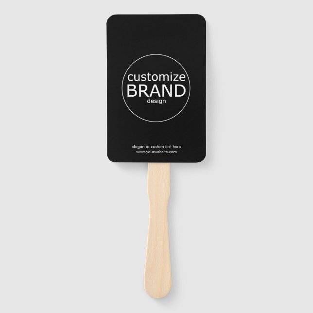 Promotional Hand Fans With Logo | Modern Black  (Front)