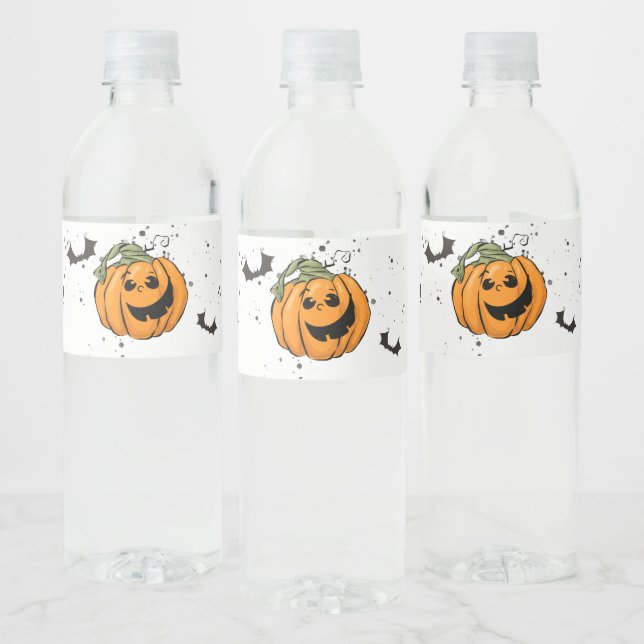 Promotional Happy Halloween Pumpkin Water Bottle Label (Bottles)