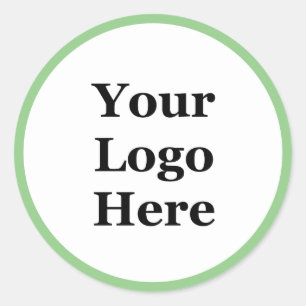 Promotional Light Green and White Your Logo Here Classic Round Sticker