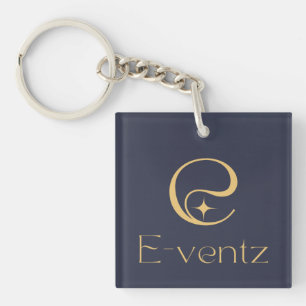 Promotional Logo l Navy Blue & Gold Key Ring