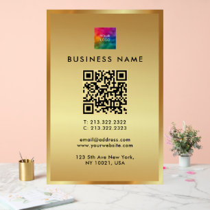 Promotional Logo QR Code Gold Branding Glamour Acrylic Sign