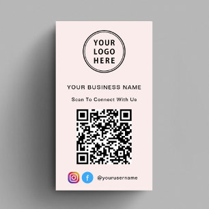 Promotional Logo QR Code Pink Business Card