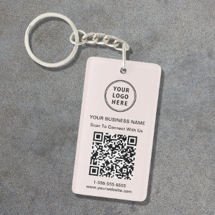 Promotional Logo QR Code Pink Key Ring
