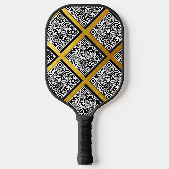  Promotional Modern & Creative Gold Custom QR Code Pickleball Paddle (Front)