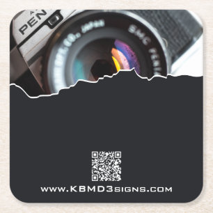 Promotional Photographer Black Square Paper Coas Coaster