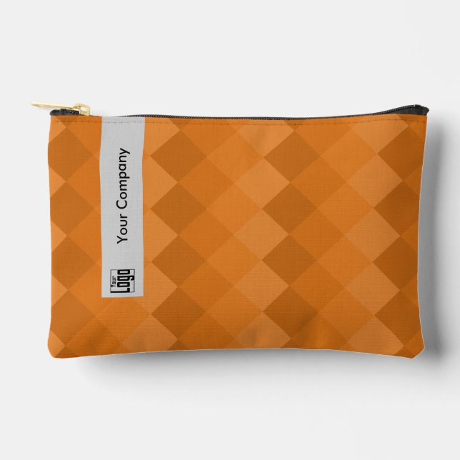 Promotional Pixel Pattern Grey Black Orange  Accessory Pouch (Front)