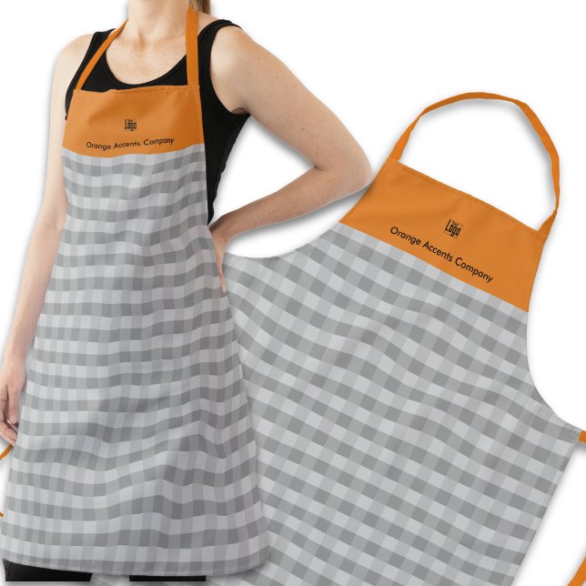 Promotional Pixel Pattern Grey Orange Accents Apron (Creator Uploaded)