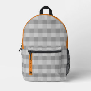 Promotional Pixel Pattern Grey Orange Accents Printed Backpack