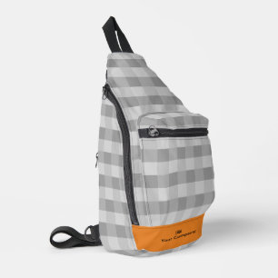Promotional Pixel Pattern Grey Orange Accents Sling Bag