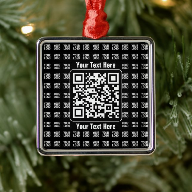 Promotional QR code (editable) plus Logo Pattern Metal Ornament (Tree)
