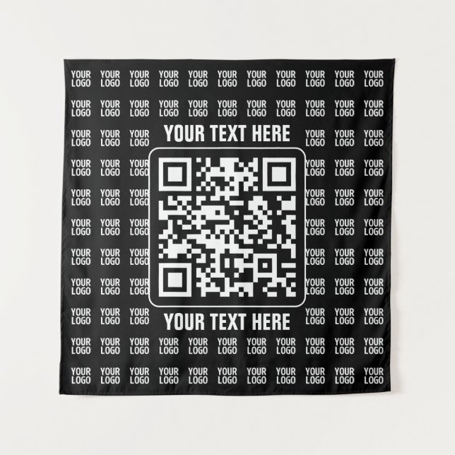 Promotional QR code (editable) plus Logo Pattern Tapestry (Front)