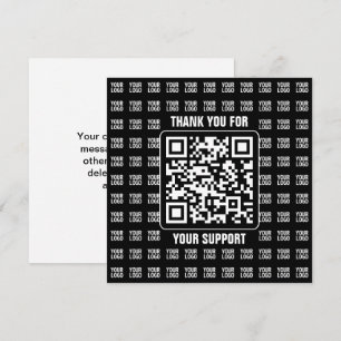 Promotional QR code (editable) plus Logo Pattern Thank You Card