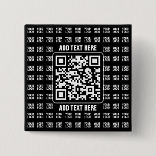 Promotional QR code (editable) with Logo Pattern 15 Cm Square Badge