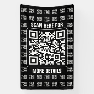 Promotional QR code (editable) with Logo Pattern Banner