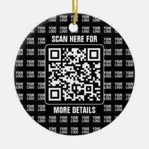 Promotional QR code (editable) with Logo Pattern Ceramic Ornament