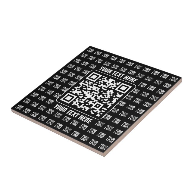 Promotional QR code (editable) with Logo Pattern Ceramic Tile (Side)