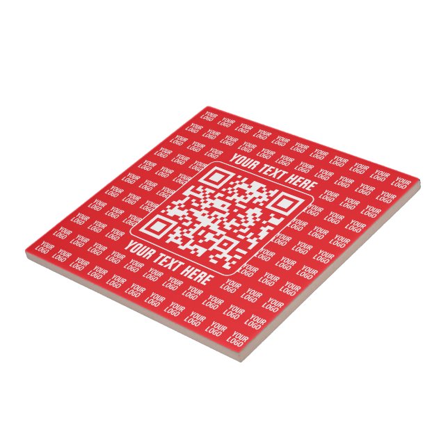 Promotional QR code (editable) with Logo Pattern Ceramic Tile (Side)