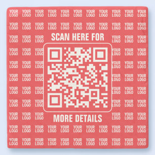 Promotional QR code (editable) with Logo Pattern Stone Coaster