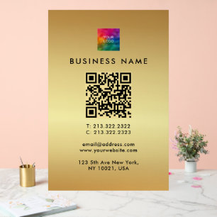 Promotional QR Code Logo Gold Branding Glamour Acrylic Sign