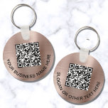 Promotional QR Code Rose Gold Key Ring<br><div class="desc">Modern and simple promotional keychain for your business or organisation with a brushed rose gold faux metallic background. Add your QR code or logo and two lines of customised text,  such as your company name,  slogan,  thank you,  etc.</div>