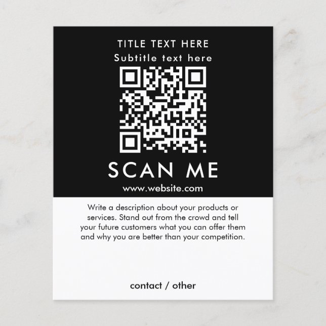 Promotional Scan Me QR Code Black & White Business Flyer (Front)