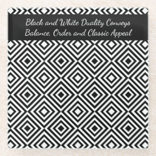 Promotional Script Company Tagline Black & White Glass Coaster