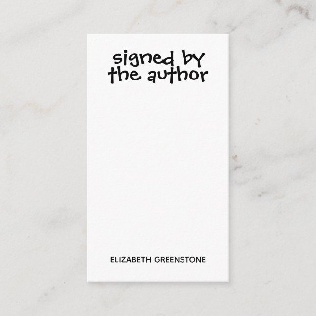Promotional Signed By Author Bookmark Enclosure Card (Front)