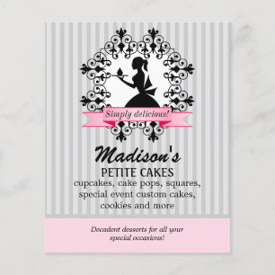 Promotional Silhouette Lady Cupcake Pink Silver Flyer