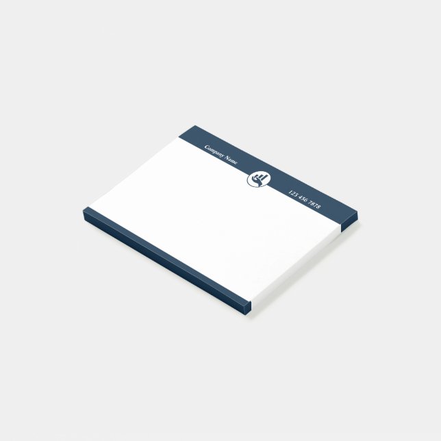 Promotional Swag White Blue Post-it Notes (Angled)