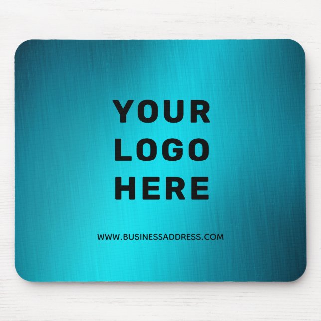 Promotional Your Logo Here Business Teal Metallic Mouse Pad (Front)