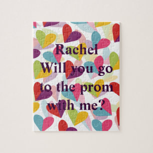 Promposal Colourful Hearts Graphic Design Jigsaw Puzzle