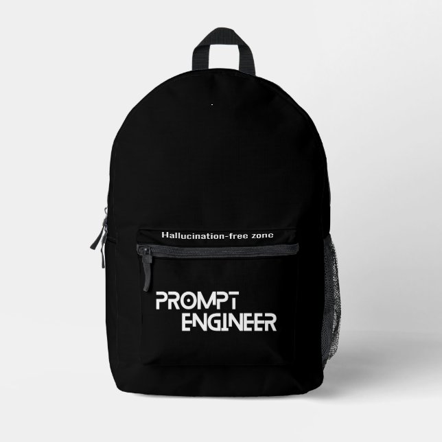 Prompt engineer minimalist quote printed backpack (Front)