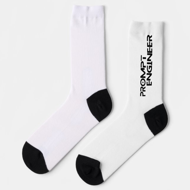 Prompt engineer minimalist quote socks (Left)