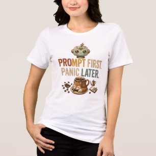 Prompt First Panic Later Funny Ai Robot Tri-Blend Shirt